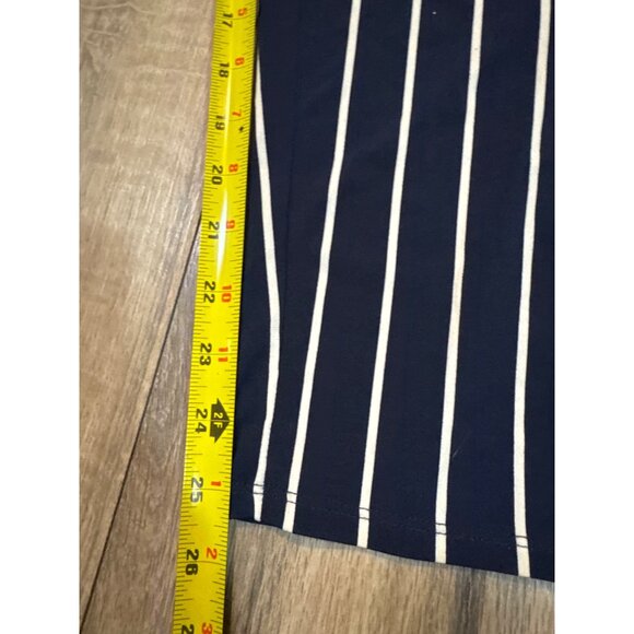 Navy & White Striped Jumpsuit Express XS Short Sleeves V-Neck & Elastic Waist - Picture 5 of 10